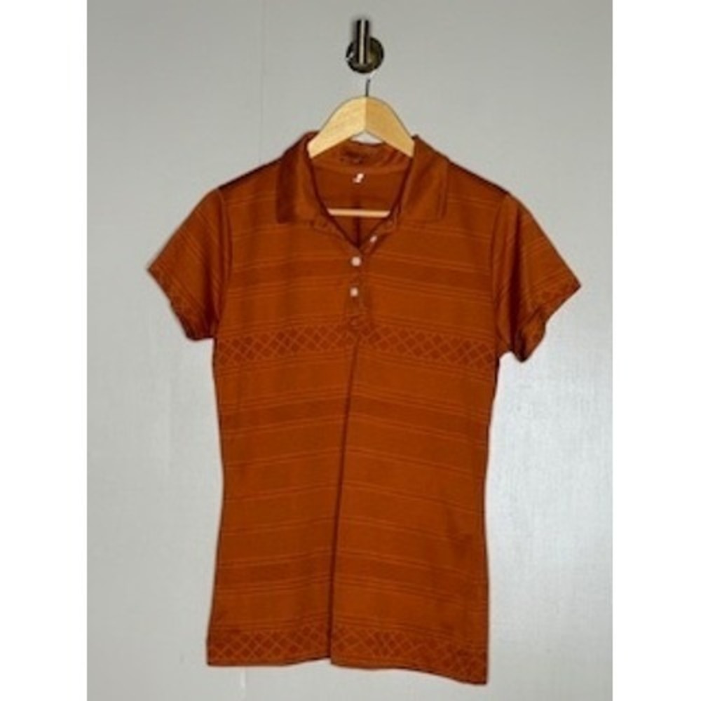 Nike Golf Dri Fit Polo Top Orange Textured Short Sleeve Women's Size M